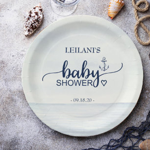 Assiettes En Carton Ancre Baby shower marin marine