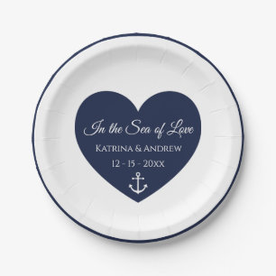 Assiettes En Carton Ancre Bleu bleu marine Mariage nautique