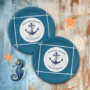 Assiettes En Carton Ancre de bateau Motif nautique personnalisée