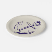Assiettes En Carton Ancre de navire bleu marine Tan Mariage (Angle)