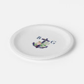 Assiettes En Carton Ancre Floral Nautical Summer Mariage (Angle)