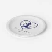 Assiettes En Carton Ancre Love Nautical Mariage Plaques de papier (Angle)