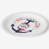 Assiettes En Carton Ancre Mariage de corail marine personnalisée (Angle)