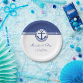 Assiettes En Carton Ancre marine Blue Nautical (Fête)