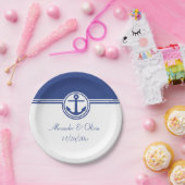 Assiettes En Carton Ancre marine Blue Nautical (Fête)