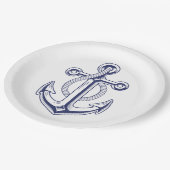 Assiettes En Carton Ancre Marine Marine Bleu Mariage nautique (Angle)