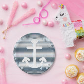 Assiettes En Carton Ancre Nautique Bleu Et Blancs (Fête)