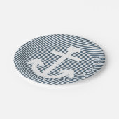 Assiettes En Carton Ancre Nautique Bleu Et Blancs (Angle)