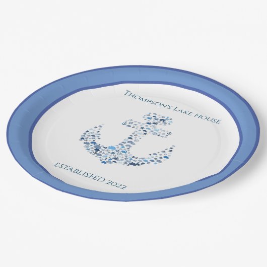 Assiettes En Carton Ancre nautique personnalisée Thème (Angle)