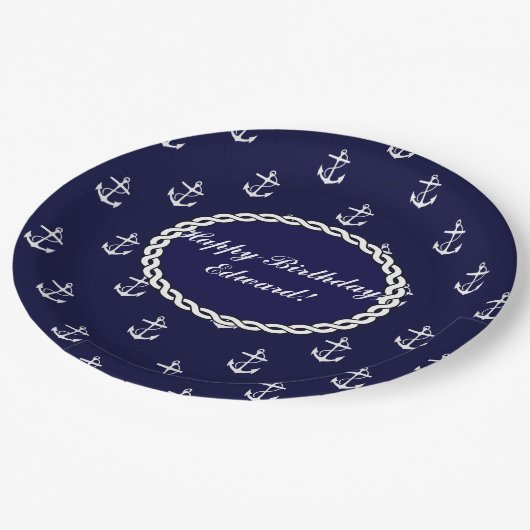 Assiettes En Carton Ancre Opus Posh Nautique (Angle)