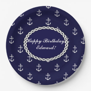 Assiettes En Carton Ancre Opus Posh Nautique