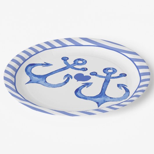 Assiettes En Carton Ancres nautiques et Haert | Navire triée (Angle)