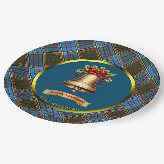 Assiettes En Carton Anderson Tartan Noël personnalisé (Angle)
