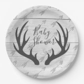 Assiettes En Carton Andouillers gris rustiques élégants et bois blanc (Devant)