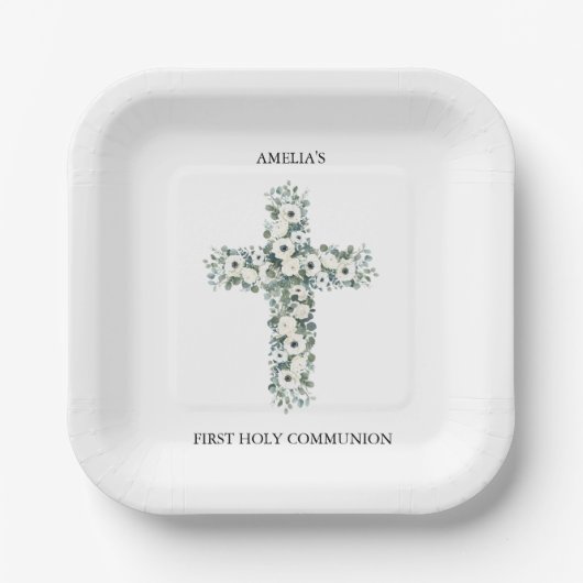 Assiettes En Carton Anémones et Eucalyptus croisent la première commun (Recto)