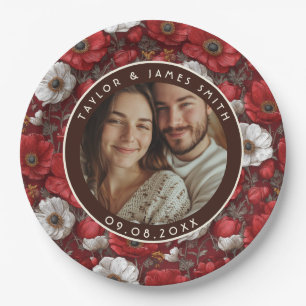 Assiettes En Carton Anémones Tropicales Accentuent le Mariage d'Été