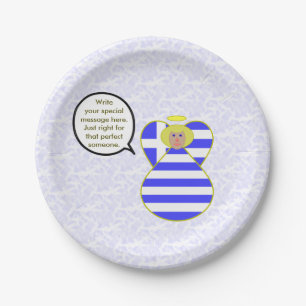 Assiettes En Carton Ange au drapeau grec parlant Blond Personnalisé