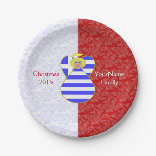Assiettes En Carton Ange Blond Grec Drapeau Rouge et Blanc Personnalis
