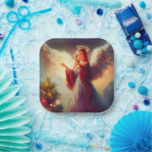 Assiettes En Carton Ange de Noël 3 (Fête)