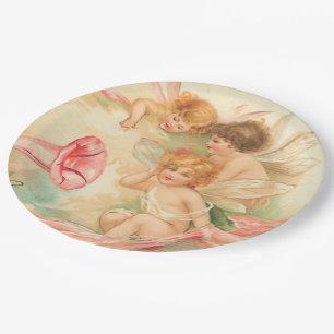 Assiettes En Carton Ange de Saint-Valentin Vintage 1