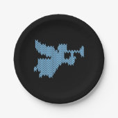 Assiettes En Carton Ange nu Vilain Tricot de Noël Bleu (Devant)