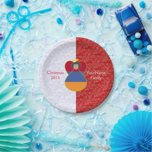 Assiettes En Carton Angel arménien Cheveux noirs vêtus d'un drapeau (Fête)