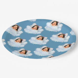 Assiettes En Carton Angel dans les nuages 3-Bleu-PAPIER PLATE DE FÊTE