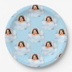 Assiettes En Carton Angel dans les nuages 4-LT Bleu-PAPIER PLATE