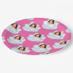 Assiettes En Carton Angel dans les nuages 5-rose-PAPIER PLATE DE FÊTE