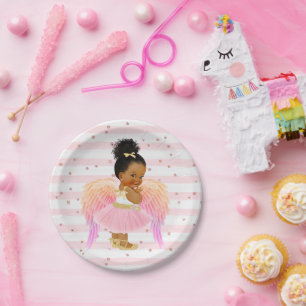 Assiettes En Carton Angel rose Ballerina Baby shower/fête d'anniversai