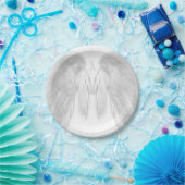Assiettes En Carton ANGEL WINGS Blanc Personnalisé Monogramme (Fête)