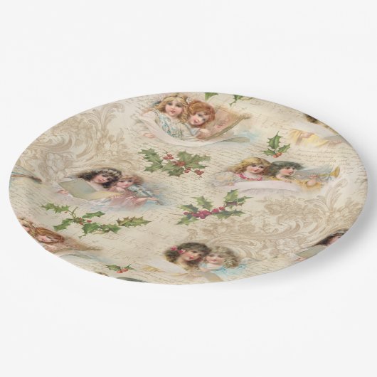 Assiettes En Carton Angels victoriens avec musique, Script & Holly (Angle)