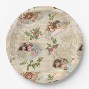 Assiettes En Carton Angels victoriens avec musique, Script & Holly