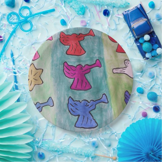Assiettes En Carton Anges de Noël avec trompettes (Fête)