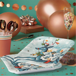 Assiettes En Carton Anges de Noël rétro vintage