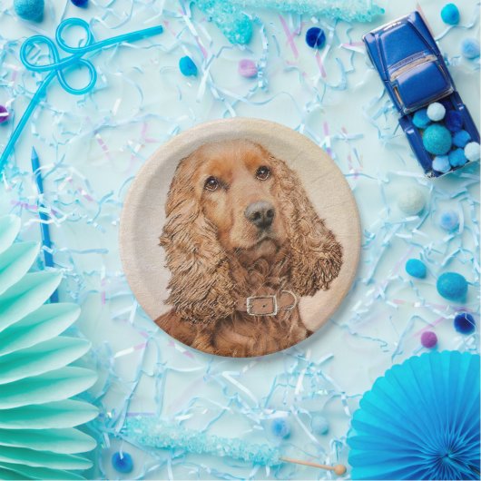 Assiettes En Carton Anglais Cocker Peinture Espagnole - Art Chien orig (Fête)