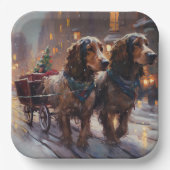 Assiettes En Carton Anglais Cocker Spaniel Noël Festin Saison (Recto)