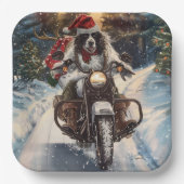 Assiettes En Carton Anglais Setter Chien équitation Moto Noël (Recto)