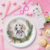 Assiettes En Carton Anglais Setter Christmas Wreath Festive Pup (Fête)