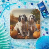 Assiettes En Carton Anglais Setter Puppy Automne Citrouille de plaisir (Fête)