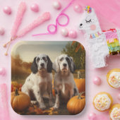 Assiettes En Carton Anglais Setter Puppy Automne Citrouille de plaisir (Fête)