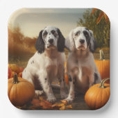 Assiettes En Carton Anglais Setter Puppy Automne Citrouille de plaisir (Recto)