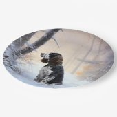 Assiettes En Carton Anglais Springer Spaniel Laissez-le neiger Noël (Angle)