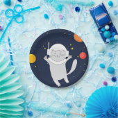 Assiettes En Carton Animal Astronaut Chat Avec Casque Spatial Clipart  (Fête)