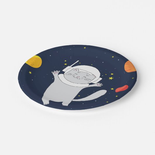 Assiettes En Carton Animal Astronaut Chat Avec Casque Spatial Clipart (Angle)