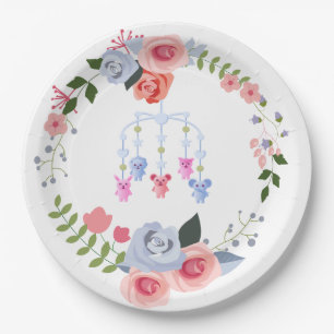 Assiettes En Carton Animal Baby Mobile Baby shower floral