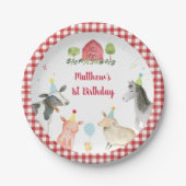 Assiettes En Carton Animal de ferme Barnyard Vert Anniversaire (Devant)