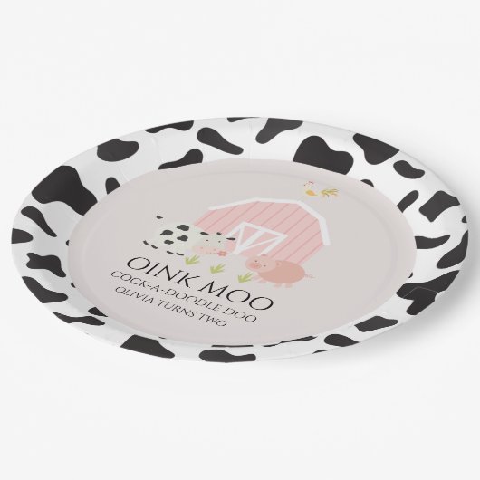 Assiettes En Carton Animal de ferme rose fête d'anniversaire Plaques d (Angle)