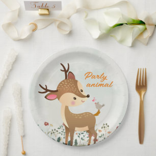 Assiettes En Carton Animal de fête, Renne & Amour Moderne du Cœur