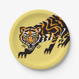 Assiettes En Carton Animal de fête ! TIGER - faune - plaque de papier